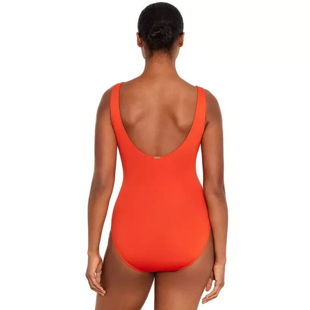 Ralph Lauren Ruffled One-Piece Swimsuit Papaya Size 10 New - Picture 2 of 4